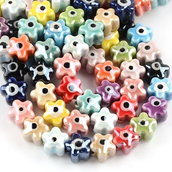 11mm Forma de Floare Frumoasă Ochi de bile Ceramice Pentru a Face Bijuterii Brățară DIY Farmece Portelan Accesorii Margele Pandantiv