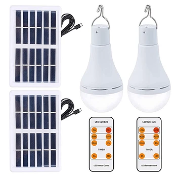 1Set Solare LED Bec Reincarcabil de Energie Bec Lampa +Control de la Distanță Pentru Interior Exterior