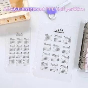 2024 Calendar A5 A6 6-gaura de Mână Cont volante Calendar Partiție PP Mată Transparentă de Protecție Pad Versiune mai Gros