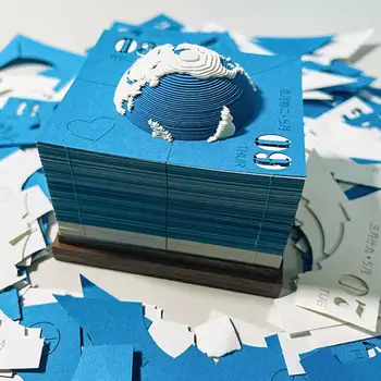 2024 Calendar Memo Pad 3D Note Notepad Blue Earth Decor Creativ Calendar de Birou Hârtie de Artă de Ziua Giftnew Cadouri de Anul