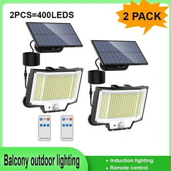 400 LED-uri Solare Mișcare Lumini în aer liber, Separat de Panoul Solar Alimentat Cu Lumini led, rezistent la apa IP65 Telecomanda Lumini de Perete Pentru Gradina, Terasa
