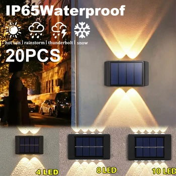 6 LED-uri Solare Lampă de Perete Impermeabil în aer liber Alimentat cu energie Solară Lumină în SUS și în Jos Ilumina Gradina Acasă Veranda, Curte Decor Cald
