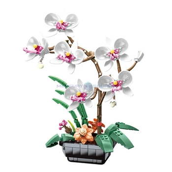 Alba Phalaenopsis in Ghiveci de Flori de Plante Bonsai MOC JK29012 Blocuri Idei Creative Ornament Cărămizi de Jucărie Cadou Fete Copii