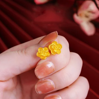 Aur pur de Culoare 10mm Forma de Floare Cercei Stud pentru Femei,Moda Placat cu Aur de 24K Fluture Cercei Femei Partid Bijuterii