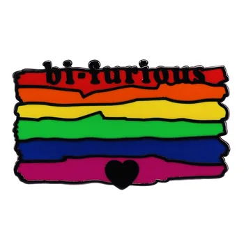 Bi Furios Steag Curcubeu Email Pin LGBT Pride Brosa Bijuterii Rever Insigna Accesorii