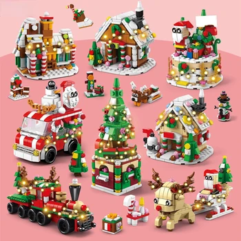 Colectia de craciun de blocuri, de sus de masă ornamente pentru copii, jucării construcții, potrivit pentru băieți și fete Crăciunul