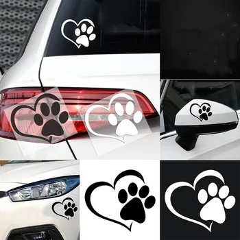 Drăguț Câine Laba cu Inima Piersic Autocolant Auto de Desene animate de Animale Ia Pisică Câine de Companie Dragoste Autocolant Auto