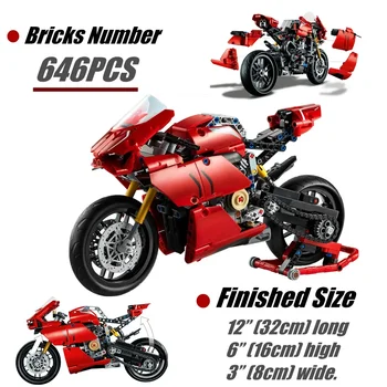 High-tech Ducatis Panigale V4 R Motocicletă de Jucărie Compatibil 42107 Blocuri Motocicleta Model de Jucării pentru Copii de Craciun Cadou
