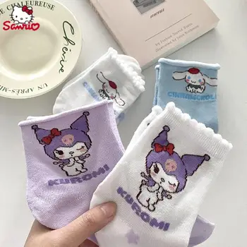 Kawaii Sanrios Șosete De Pluș Hello Kittys Kuromi Cinnamoroll Drăguț Fete Toamna Iarna Anime Alb Lolita Cald Șosete Cadou De Crăciun