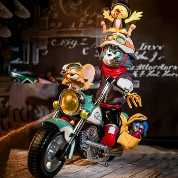 Mare Figura Tom Si Jerry Motocicleta Retro Inaltime: 18cm/7.08 inch Model Drăguț Cifrele de Colectie Perfect Cadou Jucarii