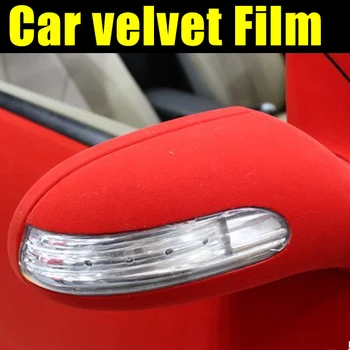 Masina rosie de Catifea Tesatura Catifea, piele de căprioară de Film de film autocolant auto cu bule auto interior autocolant masina de decorare a corpului sitcker
