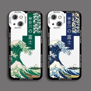 Moda Japonia Marele Val De la Kanagawa Caz Clar de Telefon Pentru iPhone 13 12 11 14 Pro Max 7 8 Plus SE 20 XS X XR Coperta Fundas