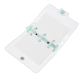 Nuobesty Mini Notebook Vrac Frunze Transparente 3 Inelul Binder Coperta 3 - Gol De Hârtie Interior Buzunar Lumina Verde