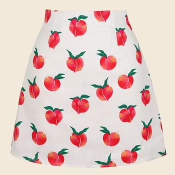 Sishion '50 -' 60 Bumbac Bej, culoarea Piersicii Fructe de Epocă Fusta SS0008 2022 Epocă Talie Mare Faldas Fuste de Vara pentru Femeie