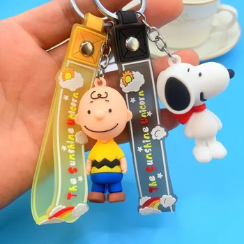 Snoopy, Charlie Brown Kawaii Creative Desene animate Breloc Mic Pandantiv Drăguț Auto-Cheie de Lanț de Bărbați și Femei Cupluri Sac de Farmec