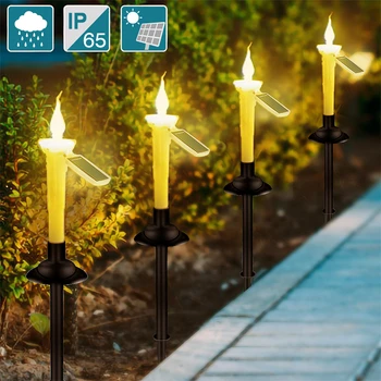 Solar LED Grădină Decora Lumânare, Lampă cu Sfeșnice Titular în aer liber Gazon Simulare IP65 rezistent la apa de Atmosfera de Festival Lampa