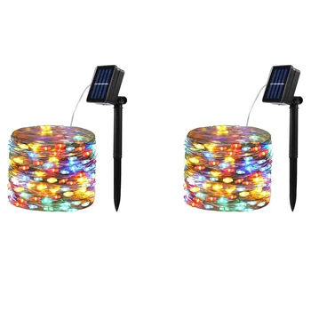 Solar LED Lumini Șir, 10M Impermeabil Flexibil Zână Lumini de Crăciun, Utilizate În Exterior Curti,de Culoare 2 Piese