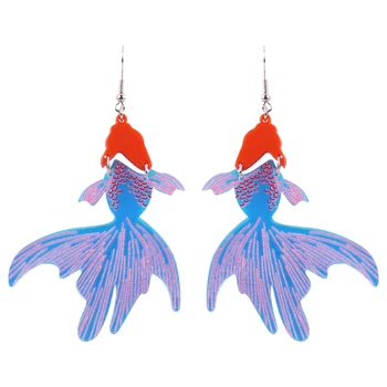 Trendy Colorate, Tăiate cu Laser Carasi Arcylic Picătură Cercei pentru Femeile Fată Amuzant Drăguț Pește Roșu Legăna Cercei Bijuterii Cadouri Partid