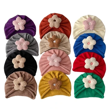 Turban Pălărie Headwrap Copilul Beanie Cap cu Floare Mare Moale Bonnet Capac de Grădiniță Spital Turban Palarie pentru Copii de 3-10 Luni
